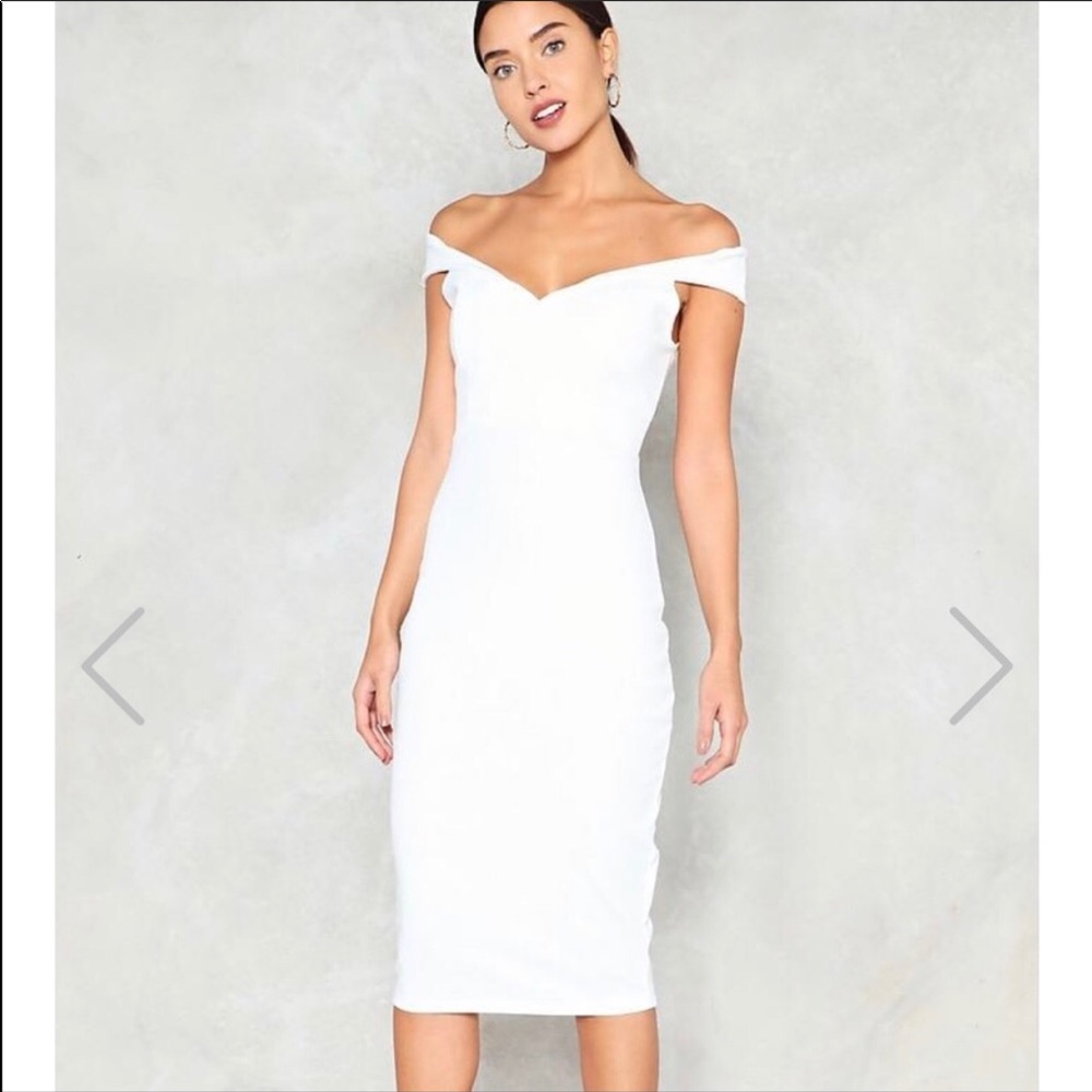 NWT Off-the-Shoulder White Midi Dress by Nasty Gal